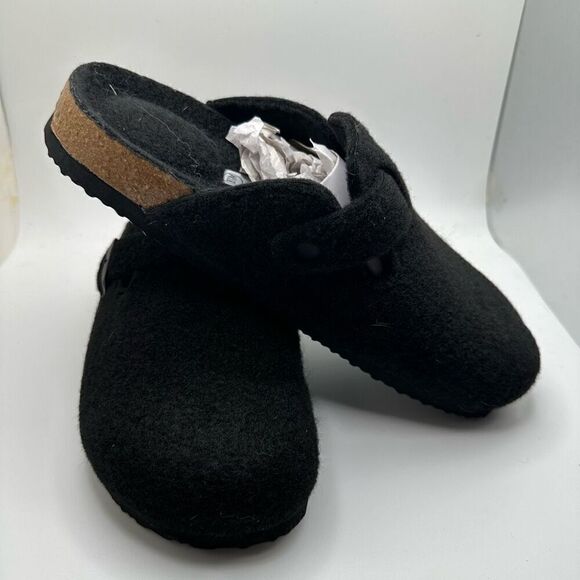 CUSHIONAIRE Women's Cork Footbed Clog with Genuine Leather Upper 8.5 BLACK WOOL - Picture 6 of 7